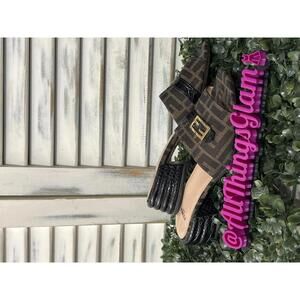 Fendi Brown Zucca Canvas Leather Block Heel Slide Sandals 38